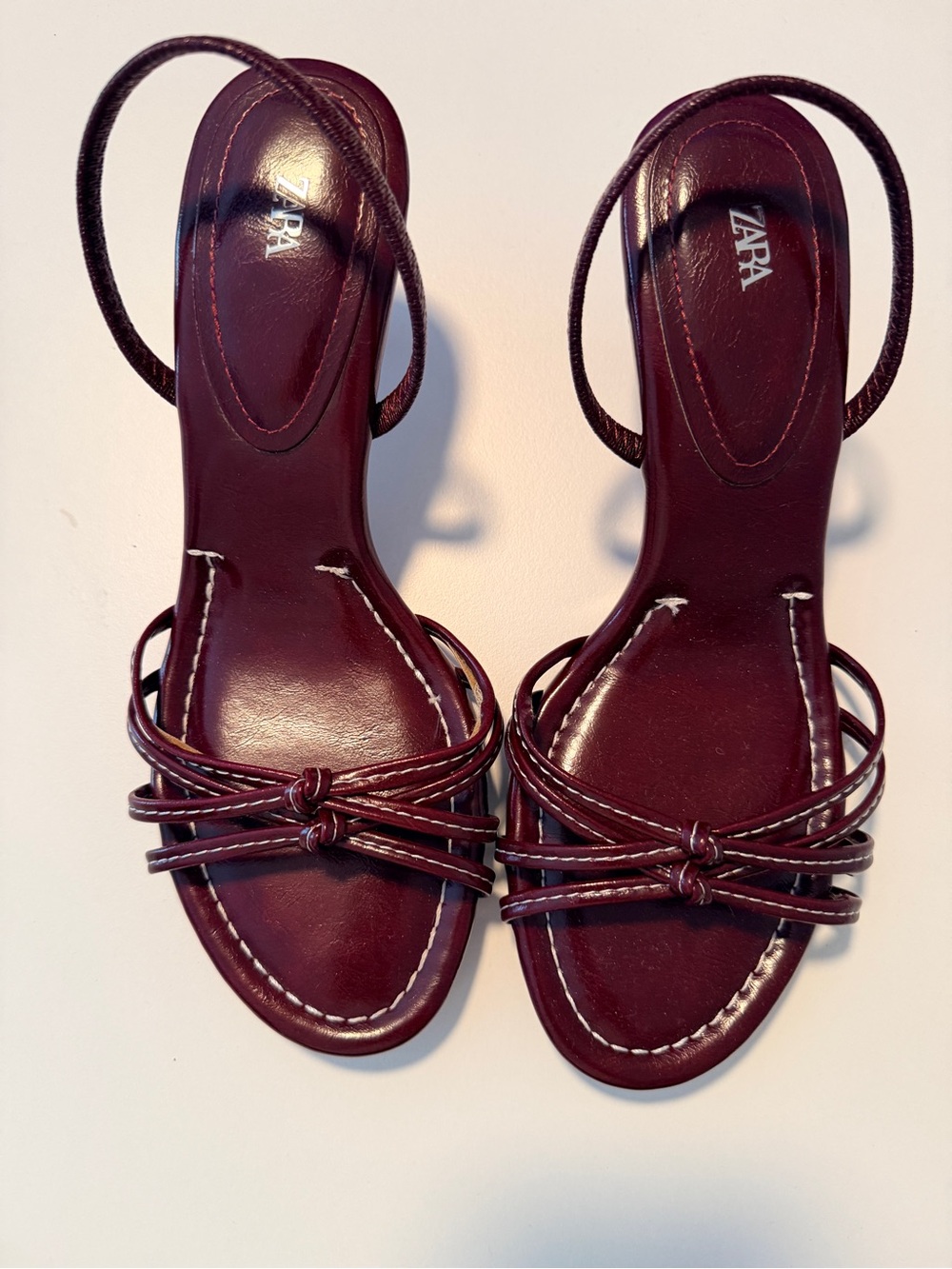 Zara Burgundy Strappy Knot Heels